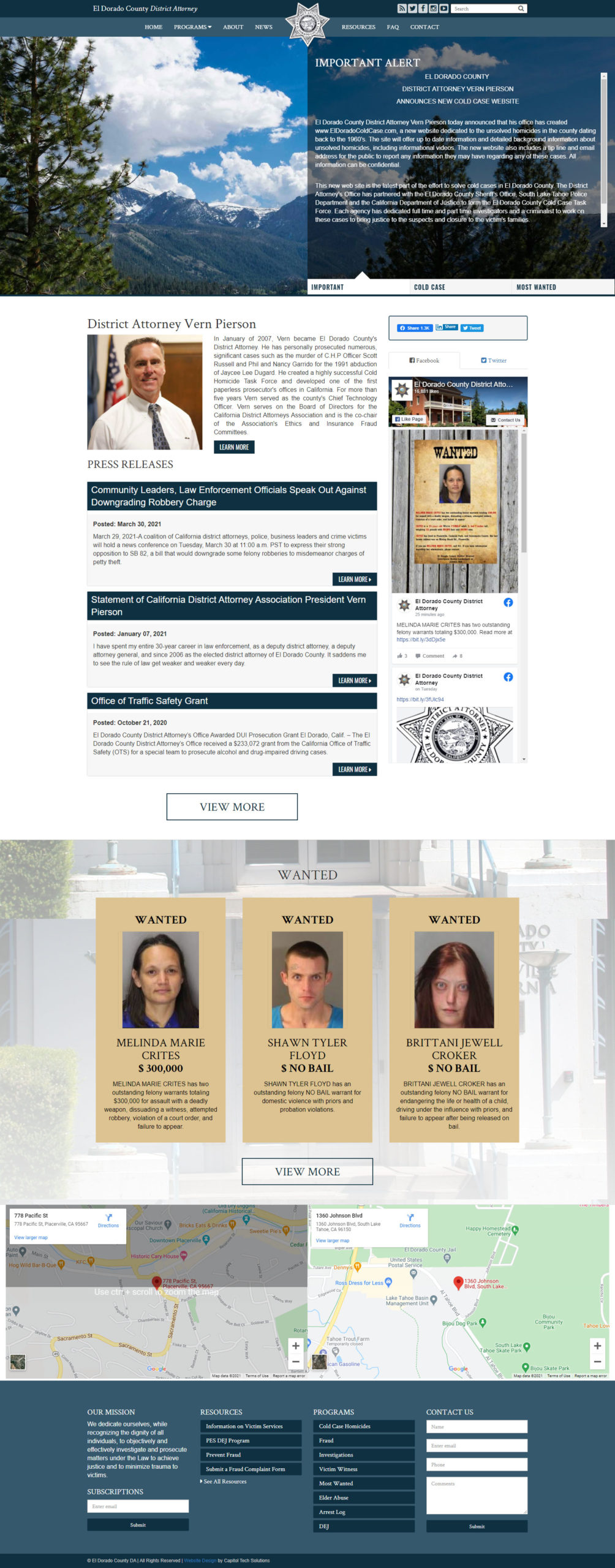 District Attorney of Eldorado Hills, CA Website Design