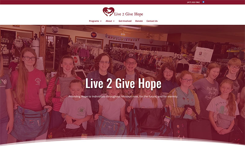 Live 2 Give Hope Website Thumbnail